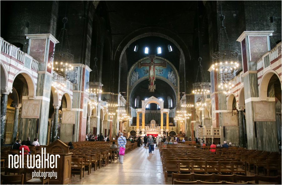The inside of Westminster Cathedral before a wedding