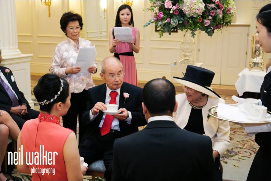 A Chinese tea ceremony in the Savoy Hotel in London