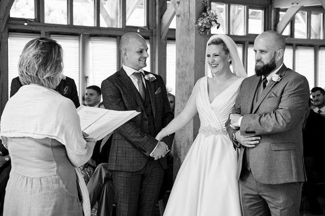 Kate-Chris-1 a bride and groom saying their wedding vows at Rivervale Barn