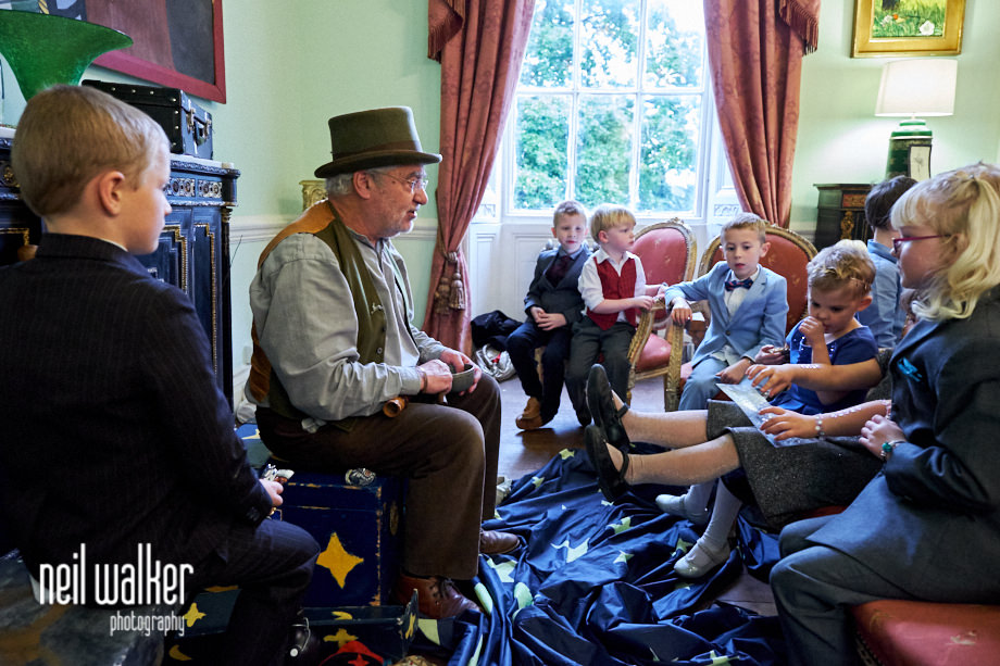 the storyteller being listened to by the children