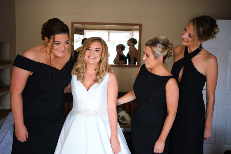 The bride with her bridesmaids.